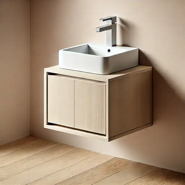 A compact bathroom vanity designed for small bathrooms