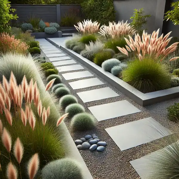 A modern garden combining hard and soft landscaping