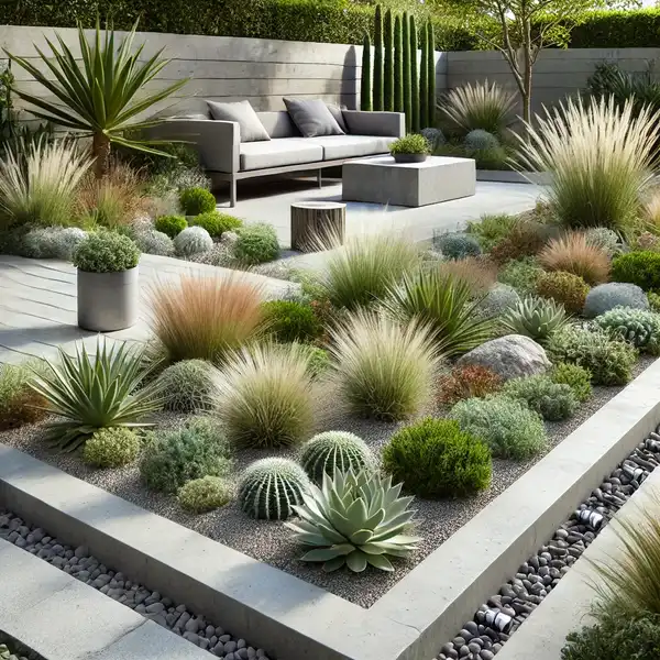 A modern garden designed for low maintenance