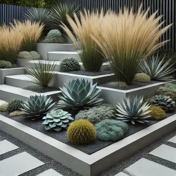 A modern garden showcasing simple plant choices