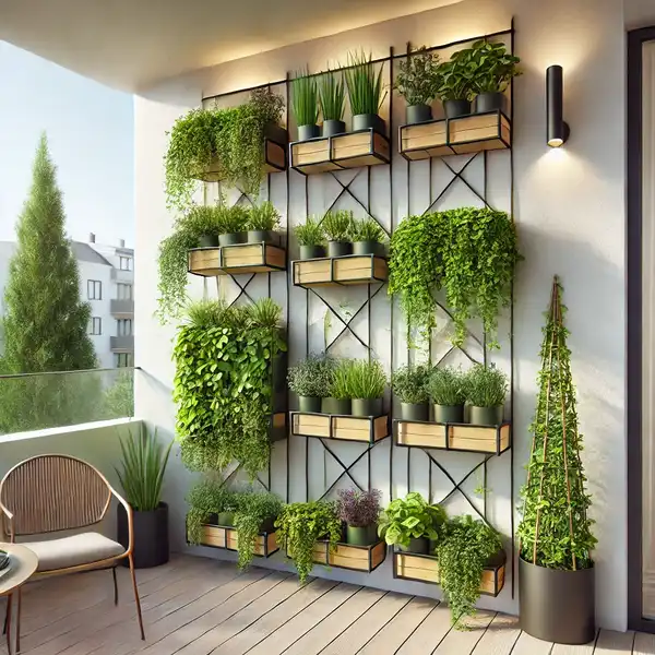 A vertical garden design in a small outdoor space