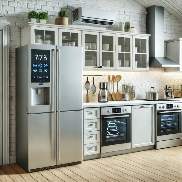 3. A functional modern kitchens with energy efficient appliances such as a refrigerator, oven, and dishwasher