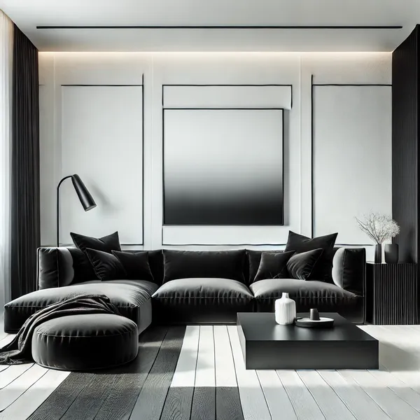 Modern Interior Color Schemes 5. A modern living room with a high contrast black and white color scheme