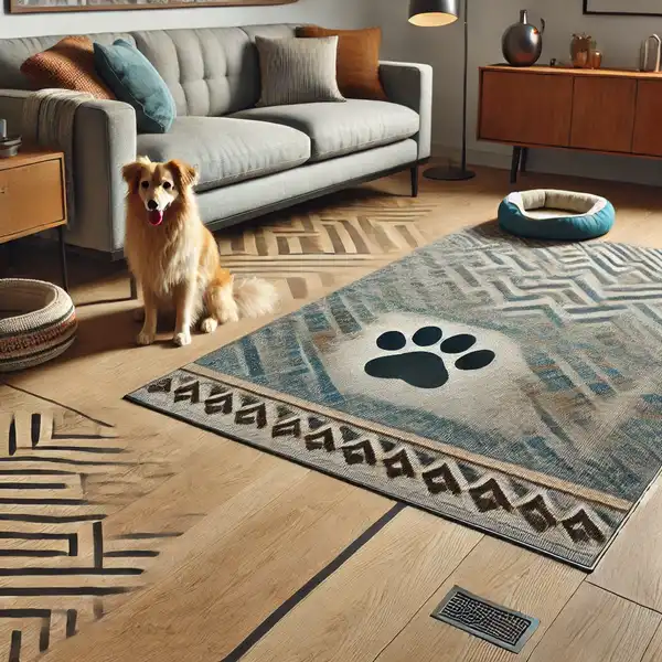 Modern Pet Friendly Home A modern home interior featuring hardwood floors with a durable finish, designed for pets